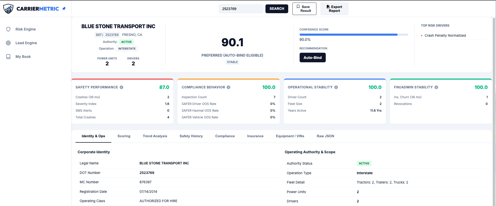 Risk Engine Dashboard Preview